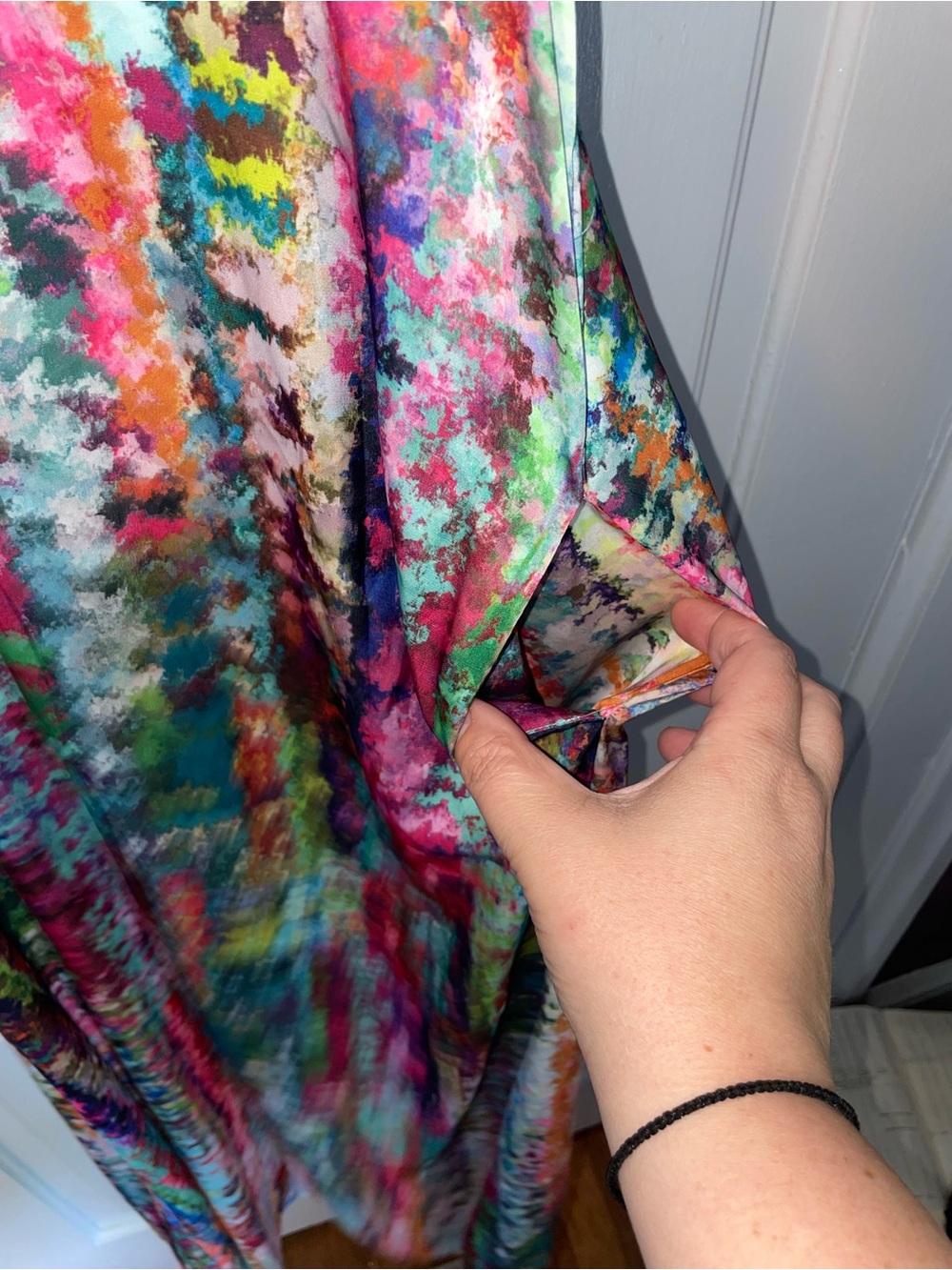 Nicole Miller Multicolor Abstract Print Maxi Dress with Mint Lining - Picture 7 of 7